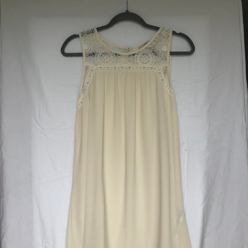 Cream Eyelet Lace Boho Shift Dress